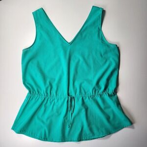 BANANA REPUBLIC Kelly Green Shirt Womens Medium Sleeveless Teal Blouse‎ Tank Top